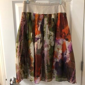 Anthropologie a-line skirt with watercolor print.